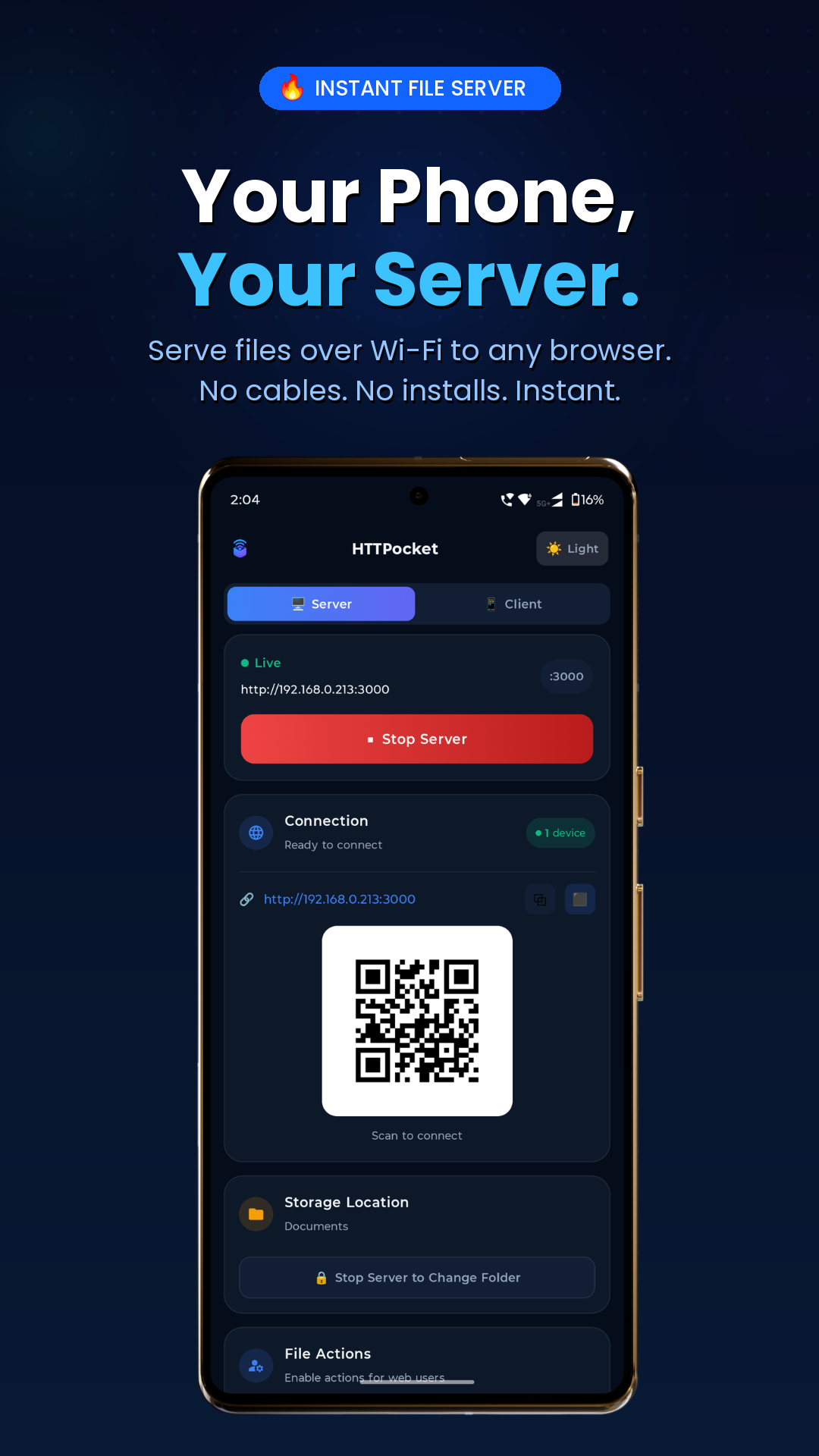 HTTPocket Android phone — screen 1